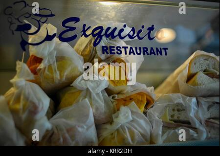 Kubanische Sandwich Restaurant/Cafe in der Calle Ocho, Little Havana in Miami, Florida, USA. Stockfoto