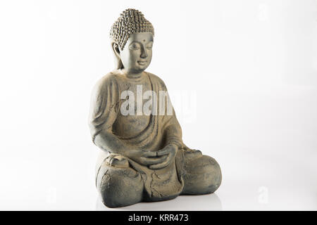 Buddha Statue auf weißem Hintergrund Stockfoto