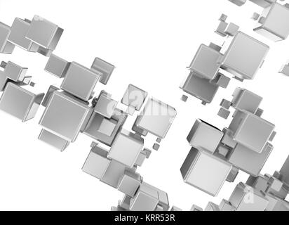 Abstrakt 3d digitale Würfel isoliert auf weißem Hintergrund Stockfoto