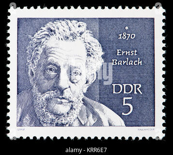 Ddr (DDR) Briefmarke (1970): Ernst Barlach (1870-1938) deutschen expressionistischen Bildhauer, Grafiker und Schriftsteller Stockfoto