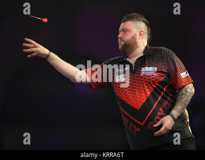 Michael Smith am Tag sieben der William Hill World Darts Championship im Alexandra Palace, London. Stockfoto