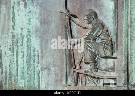 WASHINGTON DC, USA – Teil des Kunstwerks, das die Ära während der Präsidentschaft von Präsident Franklin Delano Roosevelt am FDR Memorial in Washington DC darstellt. Stockfoto