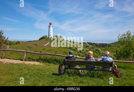 Leuchtturm Dornbusch auf Schluckwiekberg, Wahrzeichen der Insel Hiddensee, Mecklenburg-Vorpommern, Ostsee, Deutschland, Europa Stockfoto