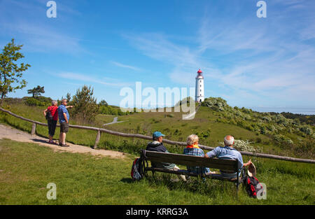 Leuchtturm Dornbusch auf Schluckwiekberg, Wahrzeichen der Insel Hiddensee, Mecklenburg-Vorpommern, Ostsee, Deutschland, Europa Stockfoto