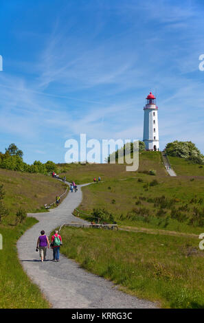 Leuchtturm Dornbusch auf Schluckwiekberg, Wahrzeichen der Insel Hiddensee, Mecklenburg-Vorpommern, Ostsee, Deutschland, Europa Stockfoto