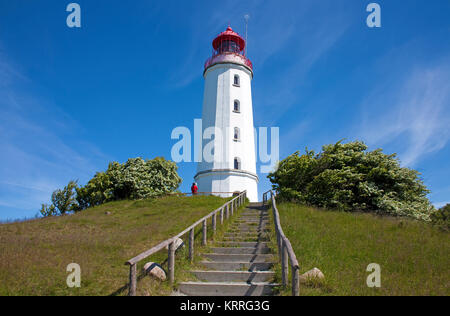 Leuchtturm Dornbusch auf Schluckwiekberg, Wahrzeichen der Insel Hiddensee, Mecklenburg-Vorpommern, Ostsee, Deutschland, Europa Stockfoto