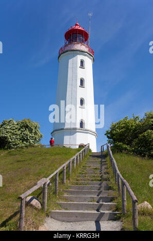 Leuchtturm Dornbusch auf Schluckwiekberg, Wahrzeichen der Insel Hiddensee, Mecklenburg-Vorpommern, Ostsee, Deutschland, Europa Stockfoto