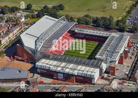 Eine Luftaufnahme von Anfield Stadion, Heimat des FC Liverpool
