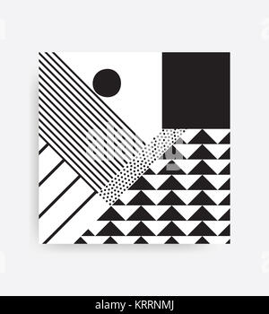 schwarz / weiß Neo Memphis geometrisches Muster Stockfoto