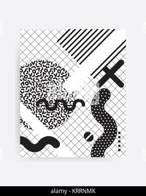 schwarz / weiß Neo Memphis geometrisches Muster Stockfoto