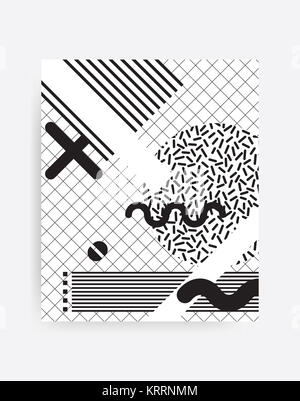schwarz / weiß Neo Memphis geometrisches Muster Stockfoto