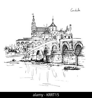 Mezquita und römischen Brücke in Cordoba, Spanien Stockfoto