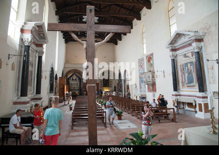 Romanisch und Italienisch gotischen Chiesa di Sant'Agostino (Kirche des Hl. Augustinus) im historischen Zentrum von San Gimignano aufgeführt von der UNESCO zum Weltkulturerbe in Stockfoto