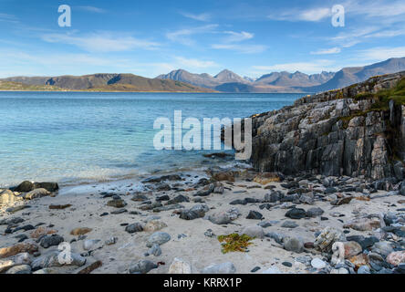 Strand bei Sommaroy Insel, Tromso, Norwegen, Skandinavien Stockfoto