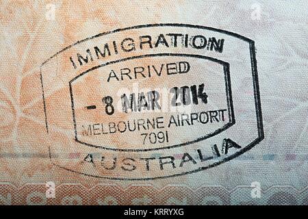 Australische Passstempel Stockfoto