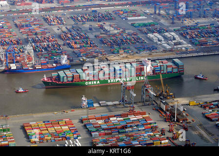 Container Terminal Altenwerder (CTA), Hamburger Hafen. Luftaufnahme Stockfoto