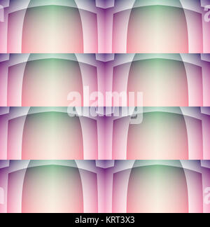 Abstrakte geometrische nahtlose Hintergrund in Pastellfarben. Regelmäßige symmetrische Muster in Pink, Violett, Lila und Grün überlappen. Stockfoto