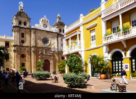 Plaza San Pedro Claver in der Altstadt von Cartagena. Stockfoto