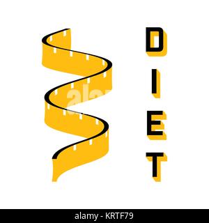 Diät - ein Symbol für ein von einem Maßband. Moderne Vektor icon. Stock Vektor