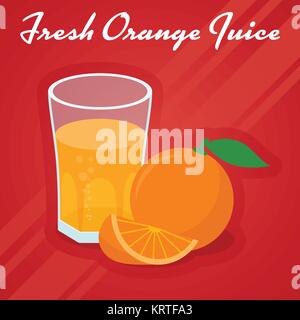 Vektor frischen Orangensaft - der Saft in ein Glas und schnitten Sweet Orange. Stock Vektor