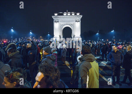 Bukarest, Rumänien - Februar 1, 2017: Mehr als 250.000 Rumänen Mittwoch in der grössten anti gezeigt - Korruption protestieren seit 1989. Stockfoto