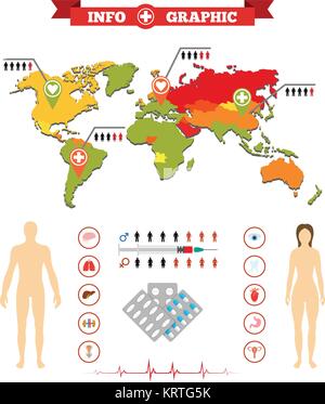 Medizinische Anatomie Frauen Infografiken und zusätzliche Elemente. Vector Illustration. Stock Vektor