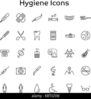 Einfache Gliederung Set Hygiene von Vector Icons für Ihre Konstruktion. Vektor Kontur Symbole Stock Vektor