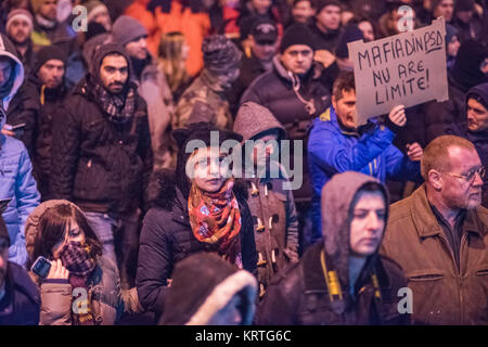 Protest gegen die Regierung in Bukarest Stockfoto