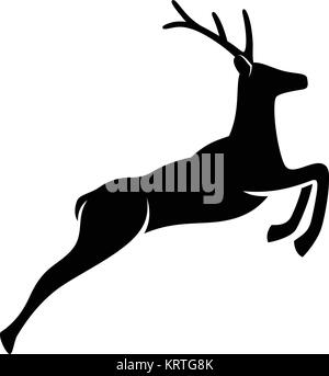 Springende Hirsche - Vektor Silhouette auf weißem Hintergrund Stock Vektor