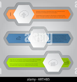 Infografiken Hintergrund mit Sechskant Elemente und Cloud Symbole Stockfoto