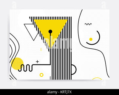 schwarz / weiß Neo Memphis geometrisches Muster Stockfoto
