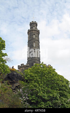 Die Nelson Denkmal, Calton Hill, Edinburgh, Schottland, Großbritannien. Von Regent Straße genommen Stockfoto