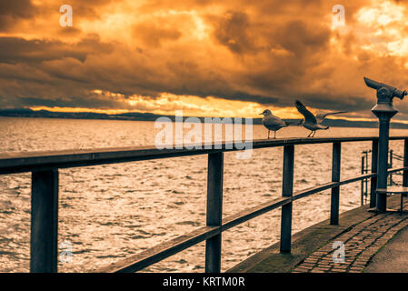 Sonnenuntergang sah aus Bodensee boardwalk Stockfoto