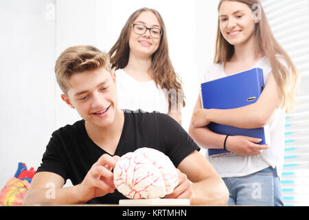 Jugendliche auf der Biologie Lektion. Stockfoto