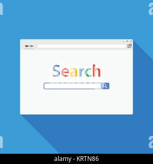 Browserfenster Vector Illustration. Browser oder Webbrowser im flachen Stil mit langen Schatten. Fenster Konzept Internet Browser. Mockup browser desi Stock Vektor