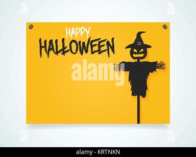 Happy Halloween Poster. Halloween Vogelscheuche im Mondlicht. Vector Illustration. Stock Vektor