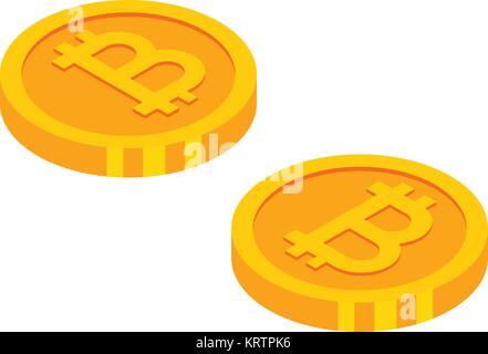 Gold bitcoins cryptocurrency Münzen. Geld das Symbol Isometrische Stil. Business Konzept, Finanzen und Internet online payment System. Vector Abbildung s Stock Vektor