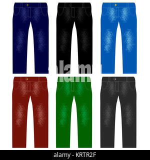 Satz von farbigen Jeans. Modische moderne Denim Stockfoto