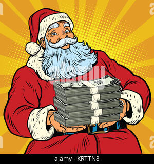 Santa Claus mit Geld Stockfoto