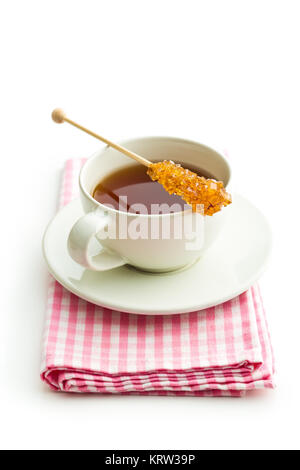 Braun gelb Zucker Kristall auf Holzstab. Stockfoto