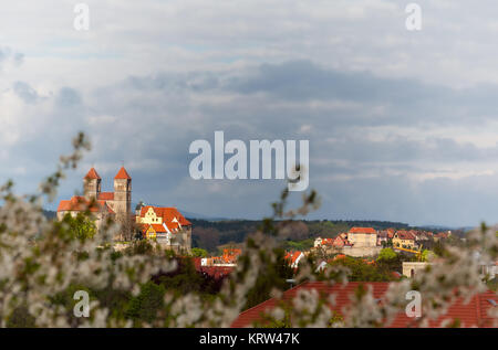 Blick auf die historische Welterbestadt Quedlinburg Harz Stockfoto