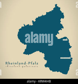 Moderne Karte - Rheinland-Pfalz DE Neues Design aktualisiert Stockfoto
