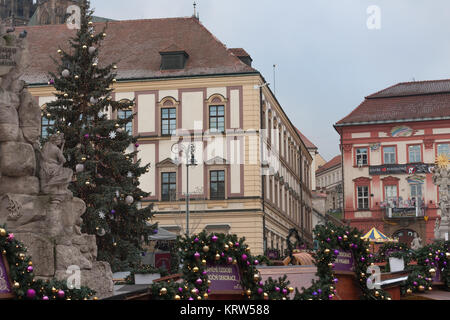 Brünn, Tschechische Republic-December 18,2017: Weihnachtsmarkt auf der Kohl Markt am Dezember 18, 2017, Brünn, Tschechische Republik Stockfoto