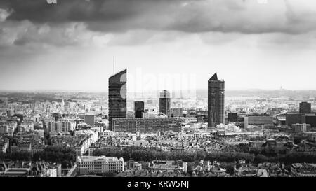 Stadtzentrum von Lyon in Frankreich, vom Himmel Stockfoto