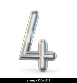 Metall silber Font. Anzahl 4 4 3 D Stockfoto