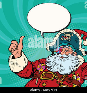 Santa Claus Piraten wünscht frohe Weihnachten Stockfoto