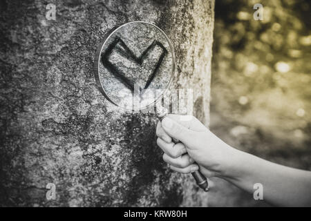 Hier finden Sie die wahre Liebe, die verarbeiteten Farben Kreuz. Stockfoto