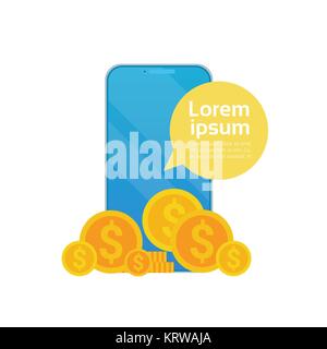 Digital Wallet App Münzen fallen von Zelle Smart Phone Screen Online Banking Technologie Stock Vektor