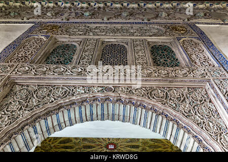 Interior Detail der Reales Alcázares de Sevilla. Spanien. Stockfoto