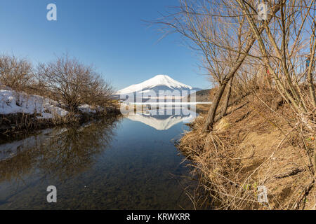 Winter Berg Fuji Yamanaka Lake Stockfoto